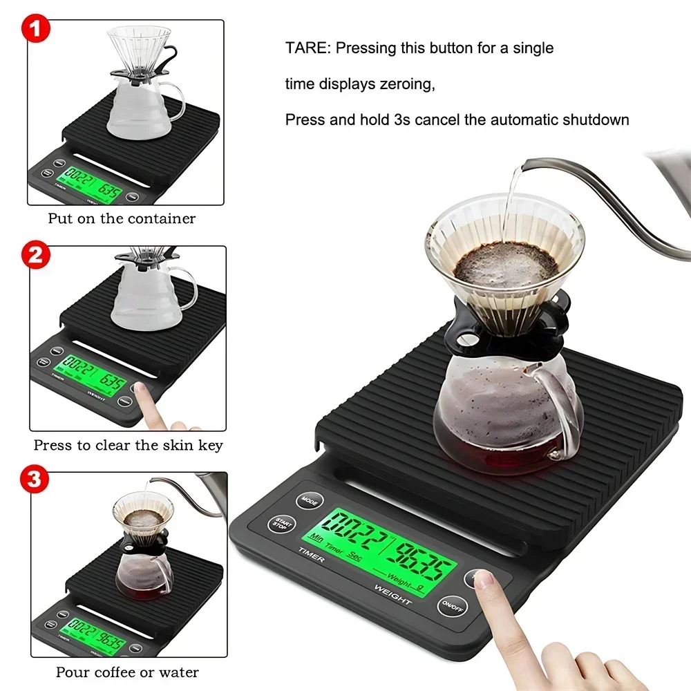 Kitchen Tools Coffee Scale wit - Scale Drip Timer ulasan dan harga